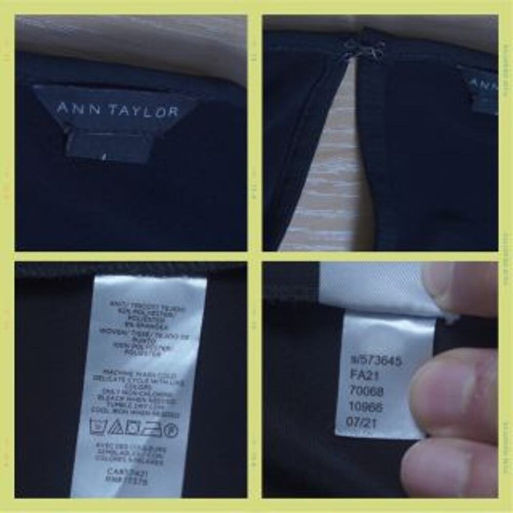 Ann Taylor Factory Blouse Sz L 2PK Black Solid & Polka Dot Flutter Sleeves EUC - Picture 3 of 14